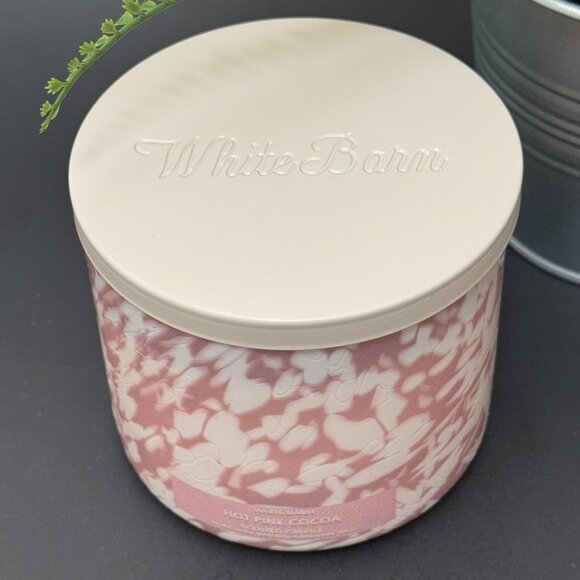 BBW Hot Pink Cocoa White Barn Bath & Body Works 3 Wick Candle - Picture 4 of 10